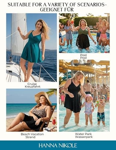 Detalle 2 de Hanna Nikole Damen Badeanzug große Größen mit Bauchweg-Effekt, Push-up & integriertem Badeshorts