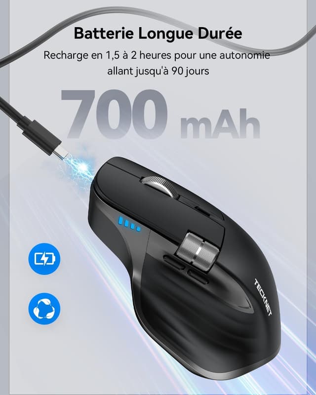Thumbnail 5 de TECKNET Souris Bluetooth 4800 DPI rechargeable