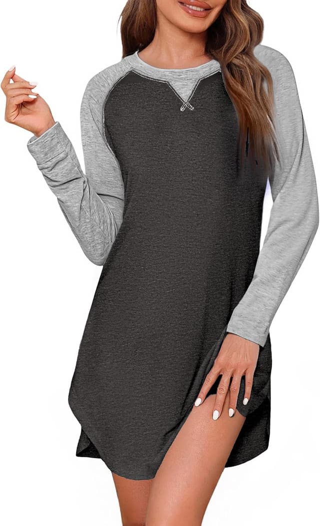 Thumbnail 6 de Uniexcosm Chemise de nuit femme manches longues en coton doux (95% coton, 5% élasthanne)