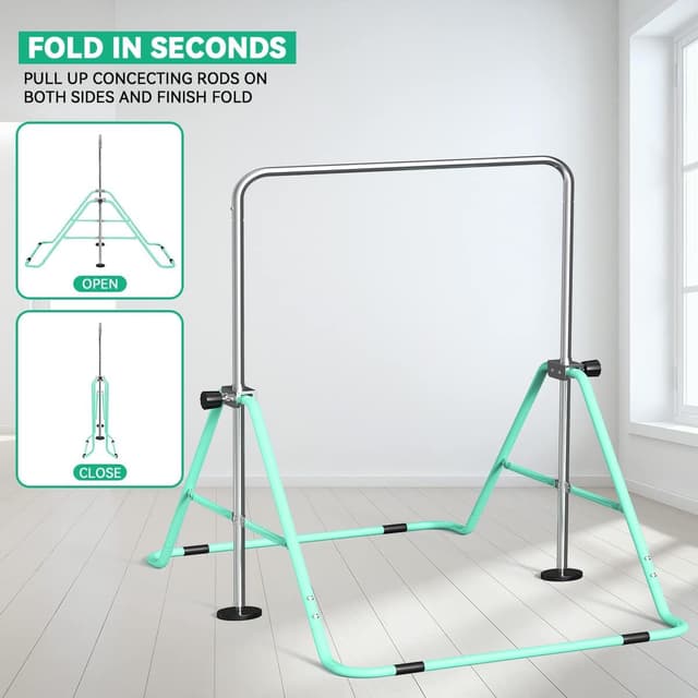 Detalle de FBSPORT Gymnastikstange für Kinder mit verstellbarer Höhe – faltbare Reckstange für Zuhause & Turnhalle