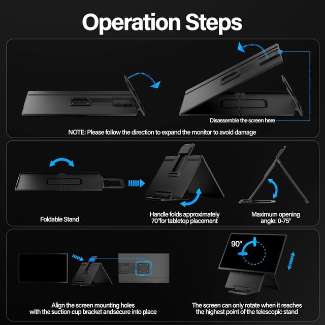 Detalle de Setclod 23.8" Large Portable Monitor (1080P FHD, 100Hz, IPS) with USB Hub & Detachable Stand