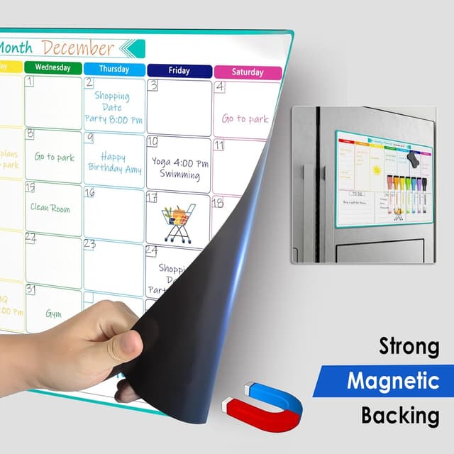 Detalle de KTRIO A3 Magnetic Monthly Planner Whiteboard for Fridge Calendar & Chore Charts