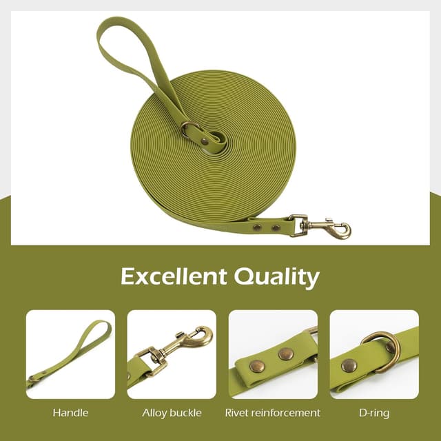 Detalle de Wisedog Schleppleine für Hunde – robuste, wasserabweisende 10 m Übungsleine in Grün