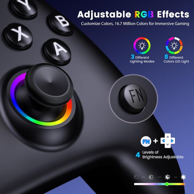 Detalle de BEBONCOOL GAMING PC Wireless Controller with Charging Station (1000Hz, RGB, Hall joystick, 1000mAh)