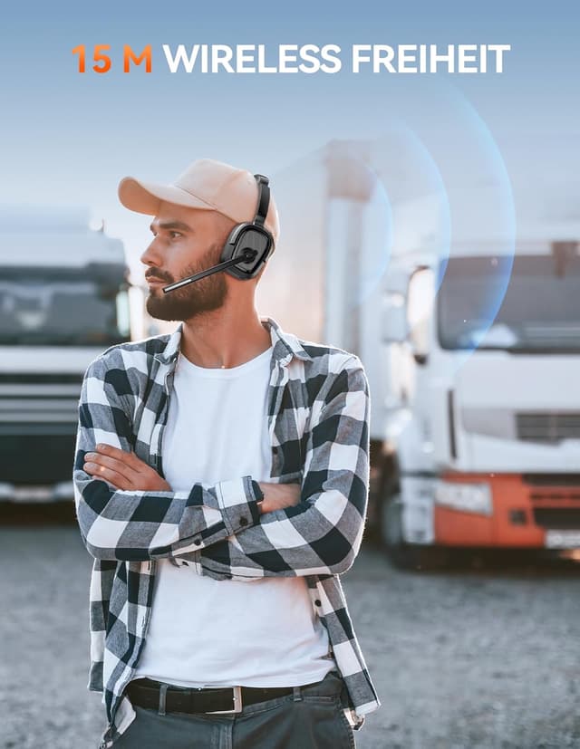 Thumbnail 6 de TECKNET V6.0 Bluetooth Headset mit Mikrofon (ENC), wiederaufladbar, On-Ear, USB-A Empfänger – bis 40 Std. Akku