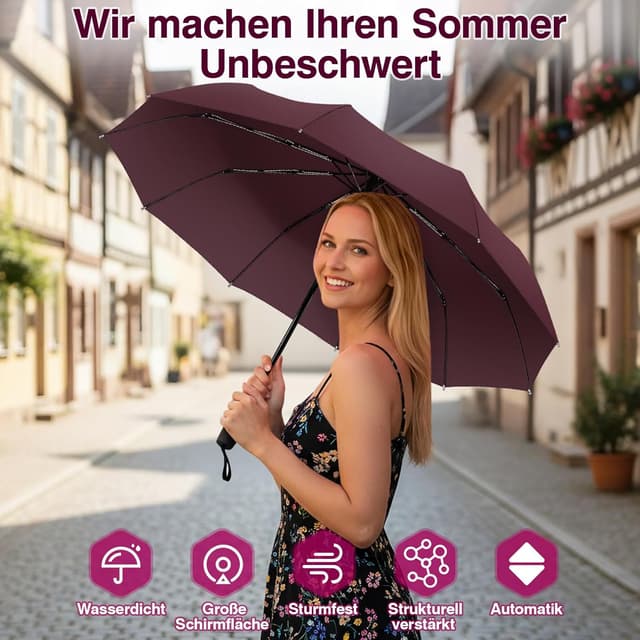 Detalle 2 de ZOMAKE Regenschirm Sturmfest 114 cm