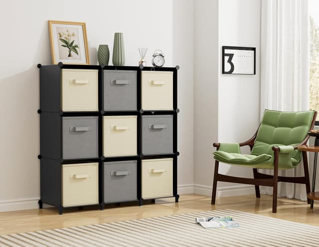 Detalle de HOMIDEC 9-Cube Closet Organizer Storage Cubes (11.8 in each cube) in Black