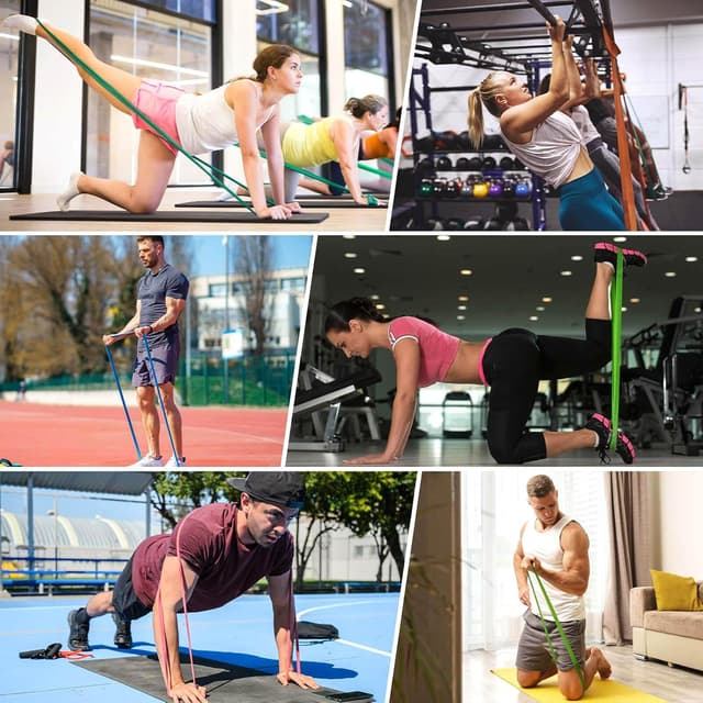 Detalle de VALYPANOR Widerstandsbänder-Set mit 4 Stufen (Türanker & Aufbewahrungstasche) für Krafttraining, Stretching, Yoga & Pilates