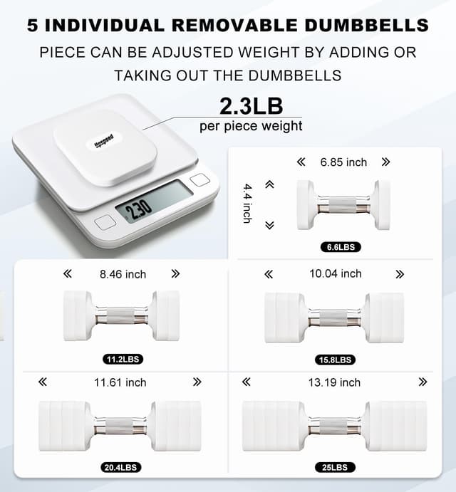 Detalle de Adjustable Dumbbell Set 50LB for Home Gym ๐