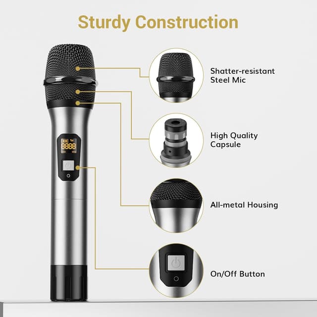 Detalle 2 de TONOR TW-820 Wireless Dual UHF Microphone System 60m