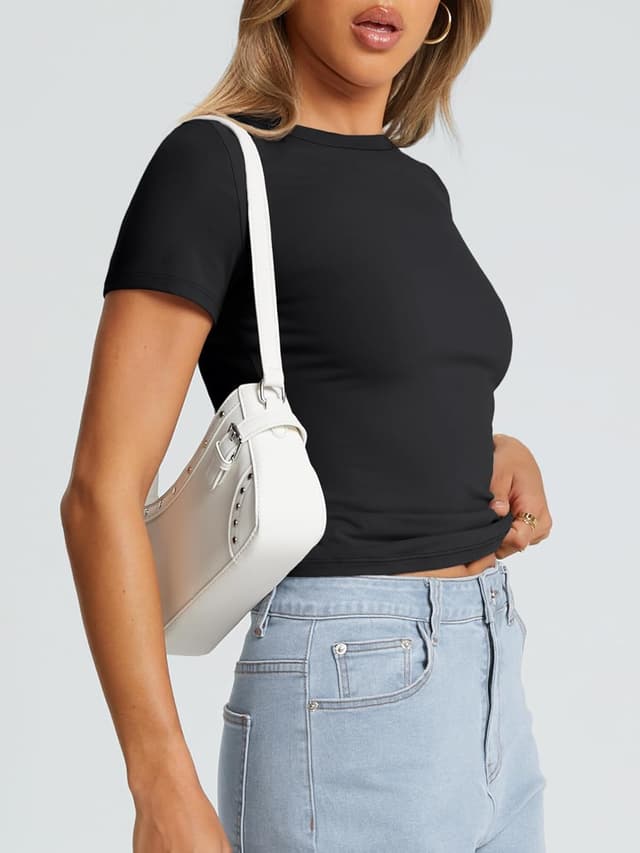 Detalle 1 de Trendy Queen Womens Basic Crop Tee 2026