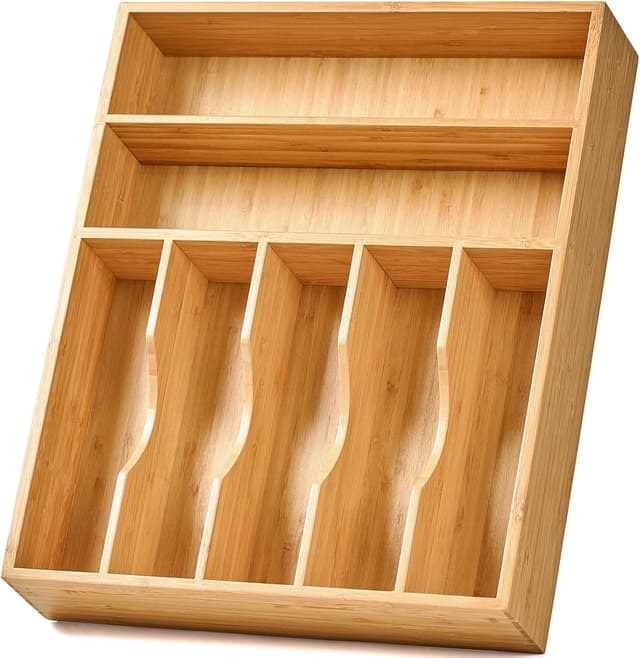 Detalle de Umilife Bamboo Drawer Organizer, 7-Slot ⚙