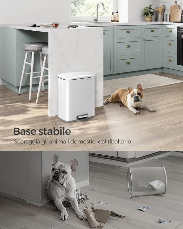 Detalle 2 de SONGMICS Cestino da Cucina LTB543W01, pattumiera da 20 L con coperchio a chiusura morbida