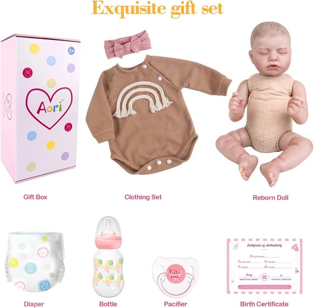 Thumbnail 6 de Aori Realistic Reborn Baby Dolls (20-inch) with Flexible Limbs, Weighted Soft Body & Outfit for Kids 3+