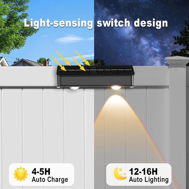 Thumbnail 5 de nibuuecer Solar Fence Lights 80 lumens 4-Pack