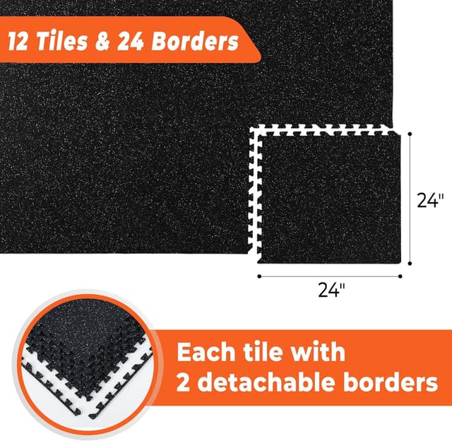 Thumbnail 4 de SUPERJARE 0.4'' Thick Exercise Mats with Rubber Top—Interlocking Gym Flooring 🧽