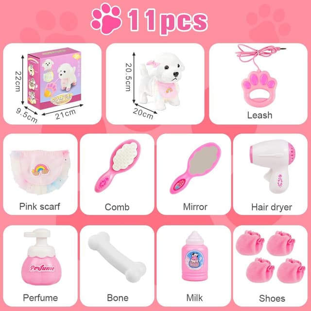 Detalle 2 de Vicloon cane elettronico giocattolo interattivo con guinzaglio e accessori per bambini 3-7 anni