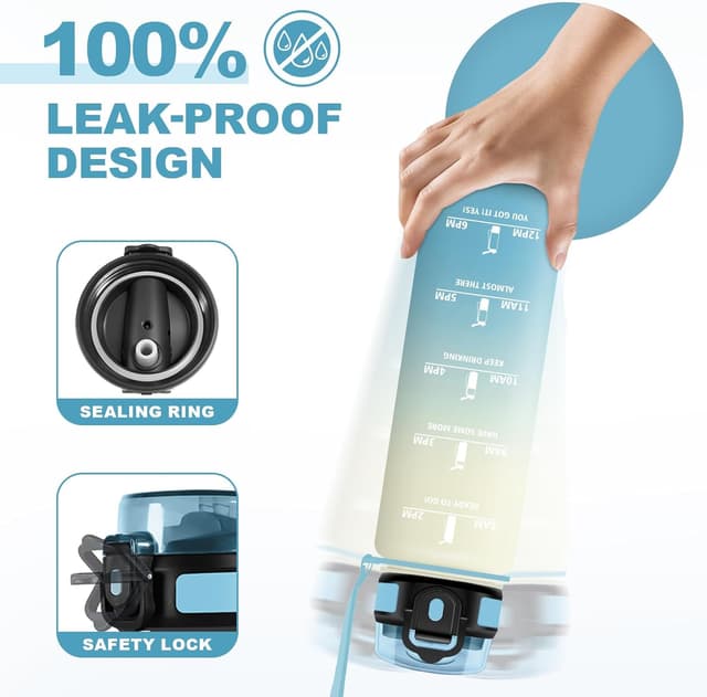 Detalle 1 de JAPORIA Botella Agua Deportiva 1L una cantimplora segura y motivadora