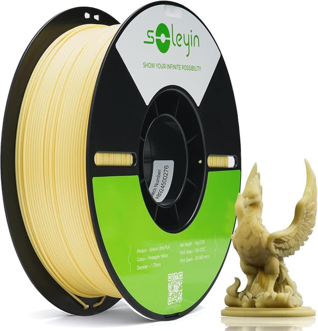 Detalle de Creality Soleyin Ultra PLA 1,75 mm giallo ananas (1 kg) per stampanti 3D FDM, alta velocità fino a 300 mm/s