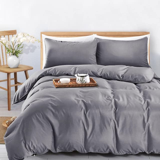 Detalle de MOONLIGHT20015 double duvet cover set in grey with 2 pillowcases
