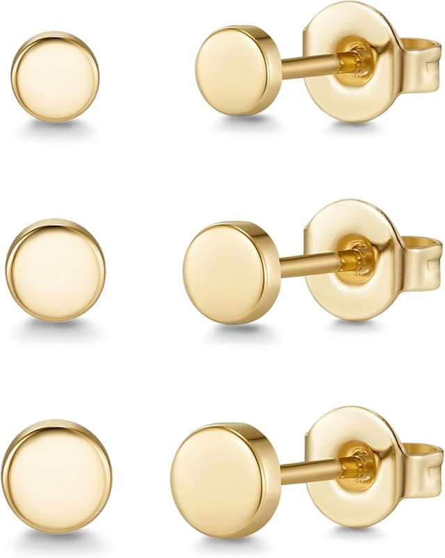 Detalle de MACACHII 3 Paar Ohrringe aus 925er Silber – Set mit Ohrsteckern (2/3/4 mm) in mehreren Farben, hypoallergen