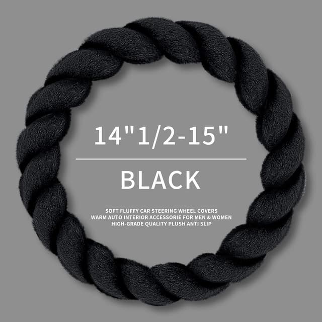 Thumbnail 2 de HighnessHwoo Luxuriöse Flauschige Winter Auto Lenkradbezüge für Damen, Weich, Warm, Plüsch, Niedlich, Auto Innenzubehör für Fahrzeug Limousine, rutschfest, Schwarz, Flauschig, Standardgröße(37–38cm)
HighnessHwoo Luxuriöse Flauschige Winter Auto Le…