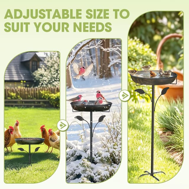 Detalle de WELDUN Vogeltränke Vogelbad 30 cm – Metall-Futter- und Wasser-Schale für draußen