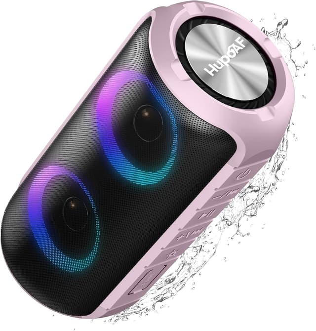 Detalle 2 de Hupoaf Portable Bluetooth Speaker with Bluetooth 5.3, IPX7 rating and RGB lights