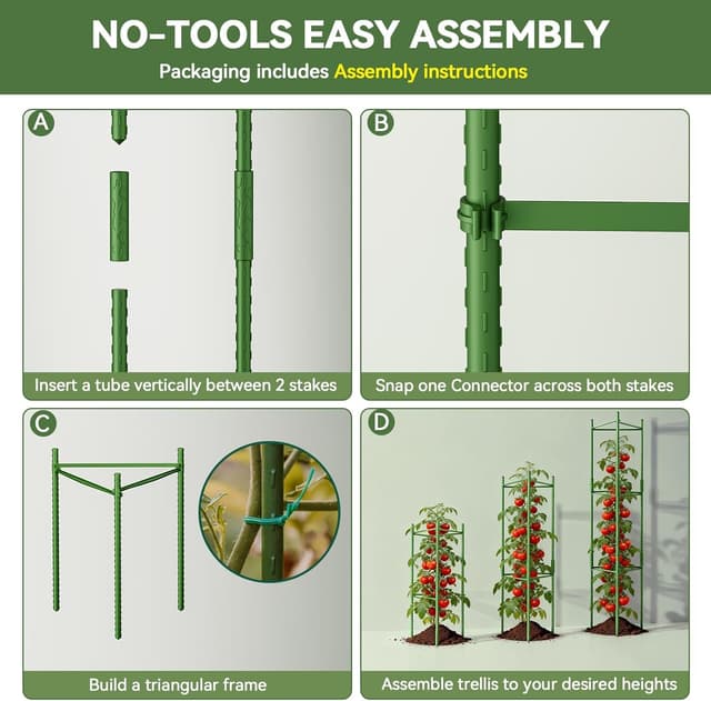 Thumbnail 6 de Halatool 6 Pack Tomato Cages (Up to 160cm) – Adjustable Garden Stakes Support Frame