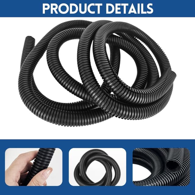 Detalle de Flexibles Wellrohr Kabelschutzschlauch (25 mm, 3 m) – UV-beständig mit Kabelmanagement für Außen- und Innenkabel