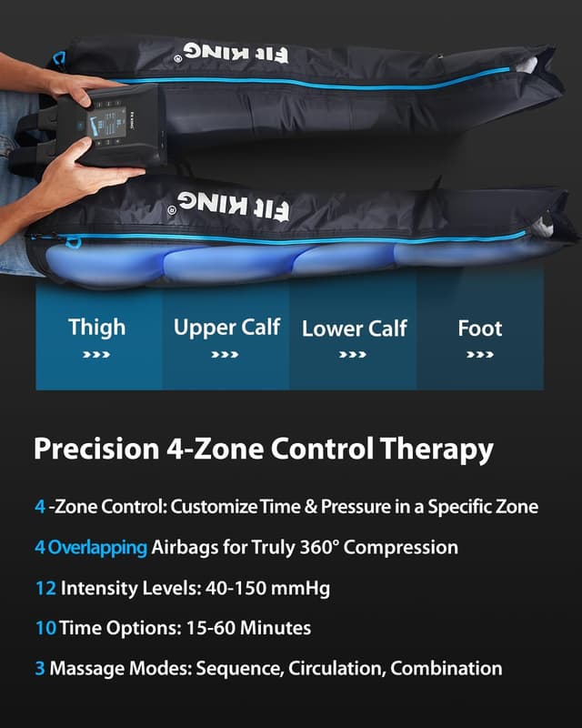 Detalle 2 de FIT KING Professional Air Compression Recovery System 1️⃣ 🦵🏻