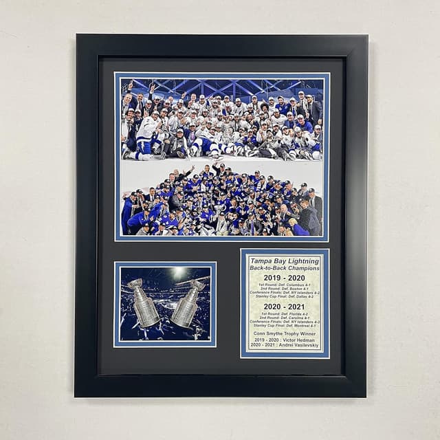 Detalle de Legends Never Die Tampa Bay Lightning Back to Back Champions Framed Photo Collage (12"x15")