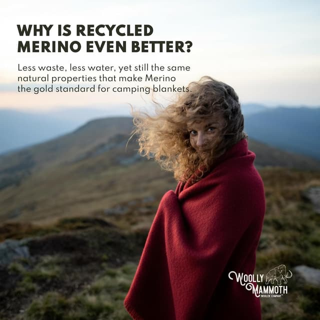 Detalle de Woolly Mammoth Woolen Company 80% Merino Wool Blanket (66 x 90) for Cold Weather Camping & Emergency Kits