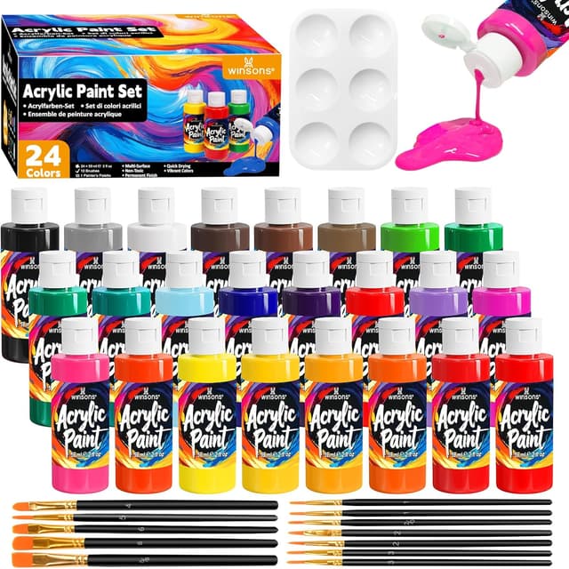 Thumbnail 6 de WINSONS Acrylic Paints Set (24 Colours) – Non-toxic acrylic fabric paint for canvas, ceramics, crafts and more