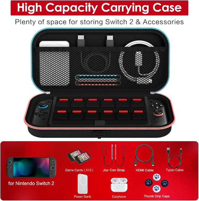 Thumbnail 2 de ivoler Charging Cable Port Case for Switch 2, holds 12 cards