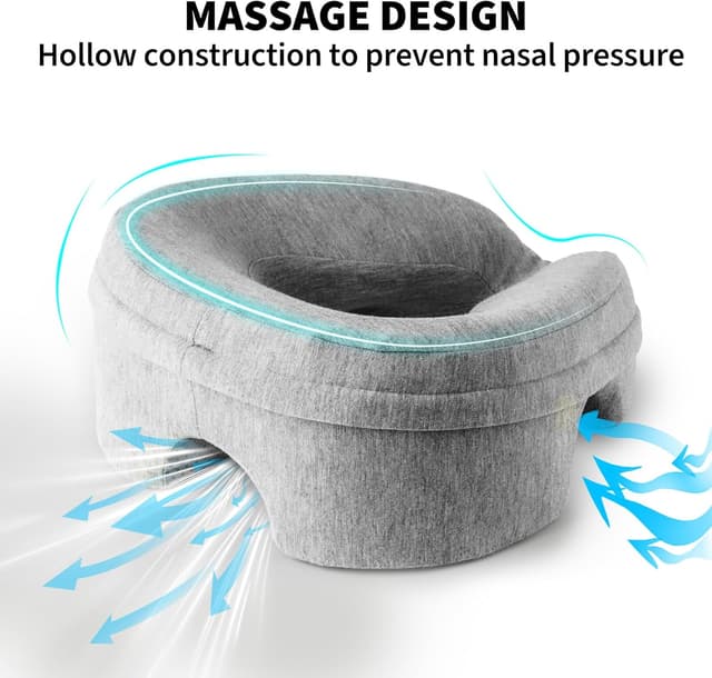 Detalle de Face Down Massage Table Pillow with Face Cradle Pad (Removable Cover) — Grey