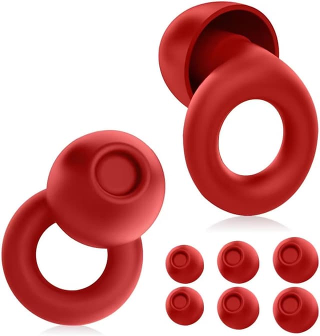 Detalle de 4 tailles Quiet bouchons d’oreille en silicone souple, réutilisables et confortables (rouge)