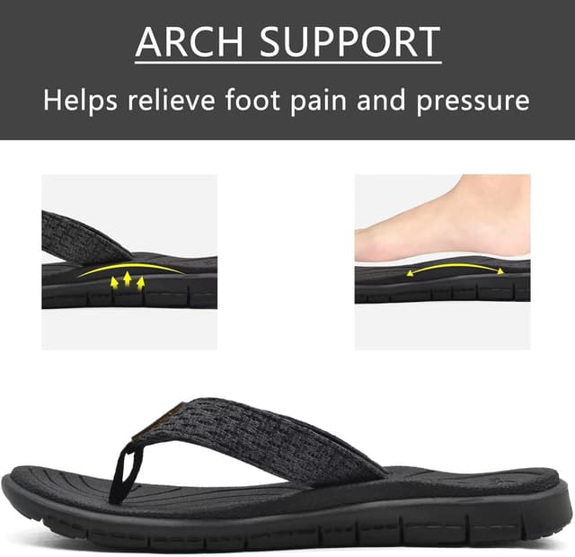 Detalle de KuaiLu Flip-Flops Damen aus weichem Leder- & Stoffmix – rutschfeste Badelatschen mit EVA-Fußbett