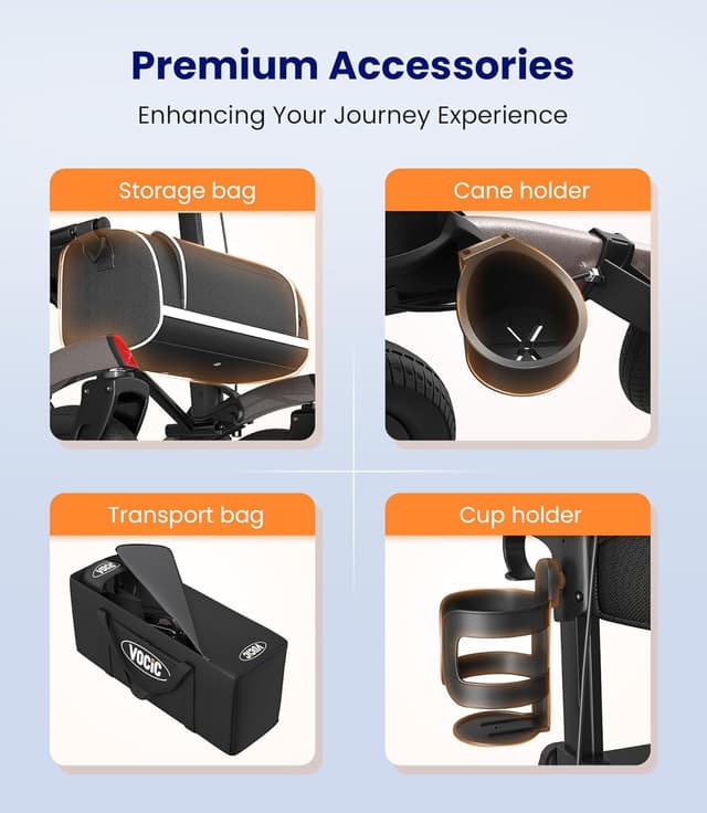 Detalle 2 de VOCIC All Terrain Rollator Walker, 9.4 kg