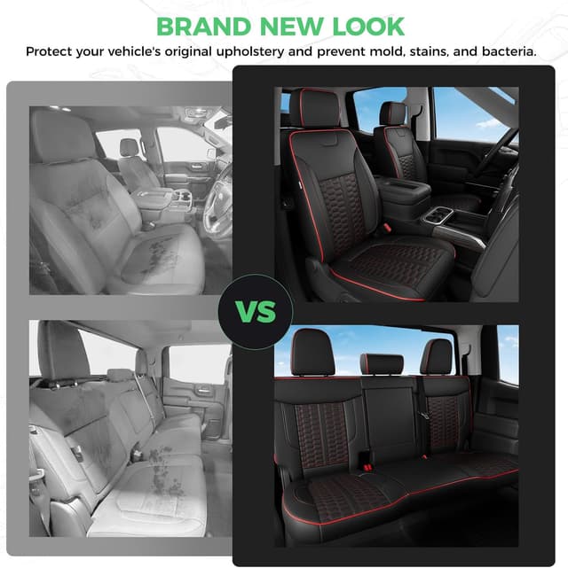 Thumbnail 6 de RIDEPOSH Custom Leather Seat Covers for Silverado/Sierra 1500 (2019–2026) & 2500HD/3500HD Crew Cab (2020–2026)