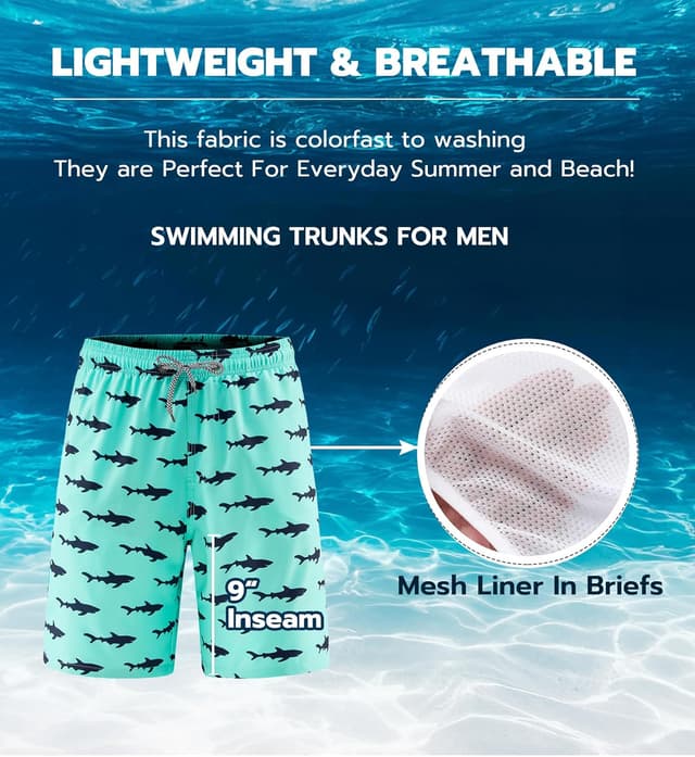 Detalle 1 de APTRO Men’s 9" Quick-Dry Swim Trunks (Big & Tall) with UPF 50+