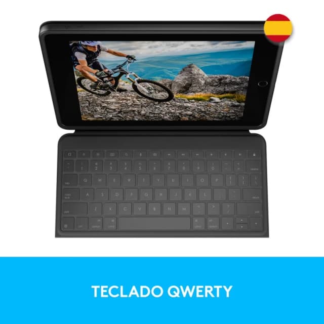 Detalle 2 de Logitech Rugged Folio funda con teclado Bluetooth gris para iPad 7/8/9