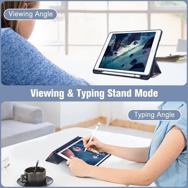 Detalle 2 de Fintie Hybrid Hülle mit Stifthalter für 10,2" iPad (9./8./7. Gen, 2019–2021) – Stoßschutz mit transparenter Rückseite, Hibiskus