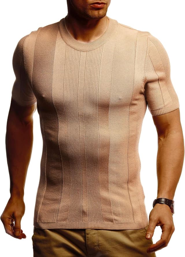 Detalle 2 de Leif Nelson maglietta slim fit da uomo con collo rotondo per sport e outdoor