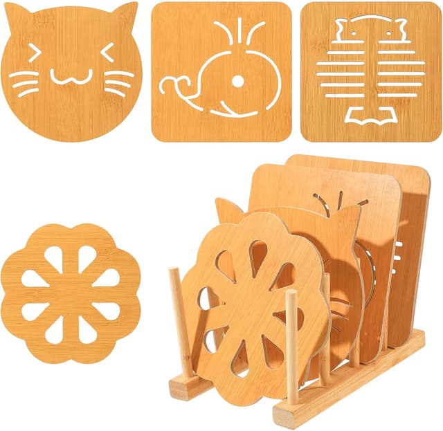 Detalle de SiGuLiKeJi 8 Piece wooden trivet set