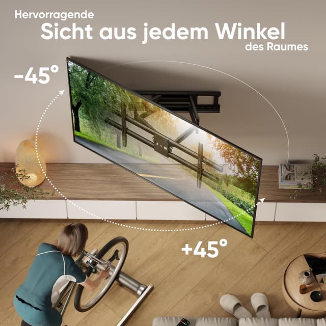 Detalle de ONKRON M10-B schwenkbare TV-Wandhalterung (42–120 Zoll, bis 100 kg) – ultra slim, neigbar, ausziehbar