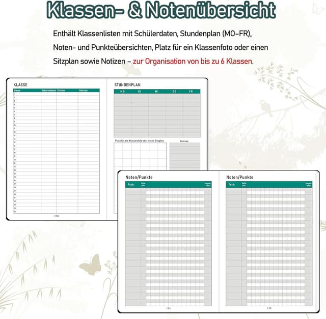 Thumbnail 5 de ZXHQ Lehrerplaner 2026–2027 A5+ mit 208 Seiten