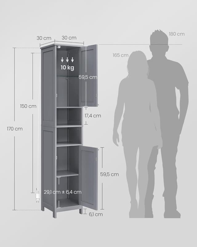 Thumbnail 5 de VASAGLE BBC566G03 armario alto de baño 30x30x170 cm