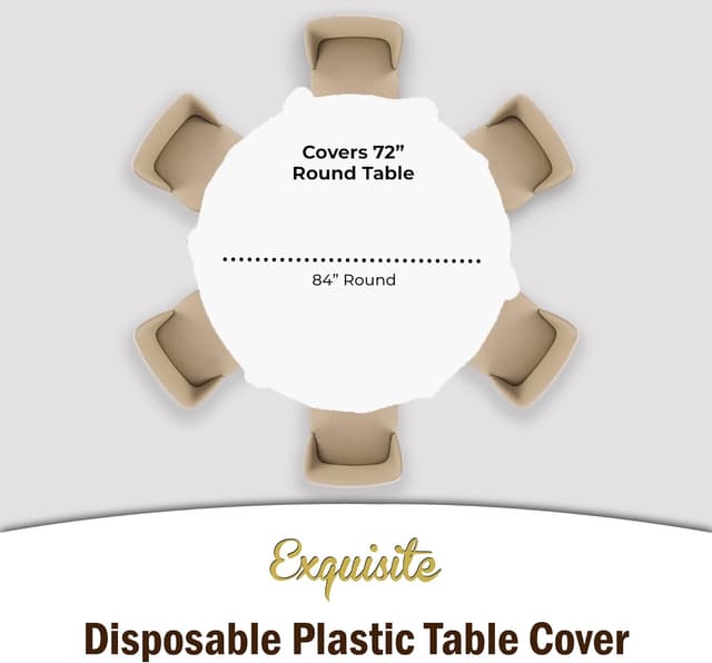Detalle 2 de 12-Pack Premium Plastic Tablecloth 84in Round Table Cover (White)