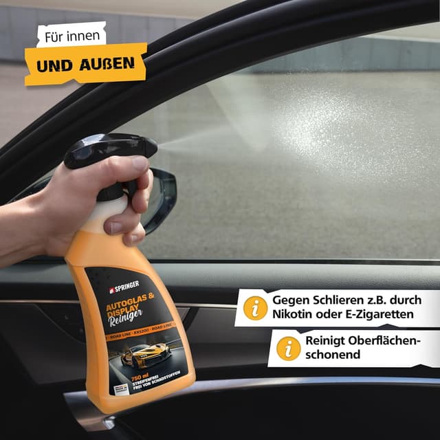 Detalle de SPRINGER RX5200 Autoglas- & Display-Reiniger 750 ml mit Tuch – streifenfrei für Scheiben